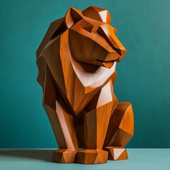 Lion wood sculpture