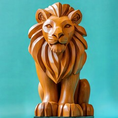 Lion wood sculpture