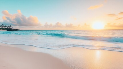 Fototapeta premium A peaceful beach scene at sunrise.
