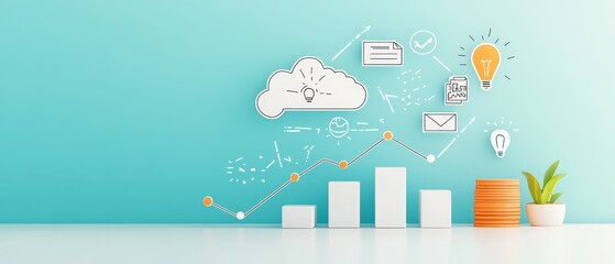 Obraz premium A flat design depiction of a business leader leading a discussion on a roadmap for planning and execution. The leader provides inspiration, encouragement, and tactical strategies, focusing on