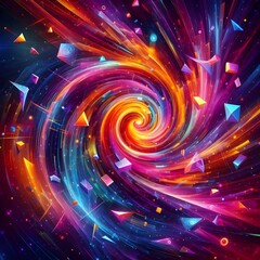 Obraz premium Futuristic abstract background with bold, overlapping geometric shapes in metallic tones and deep hues. Luxurious fluid motion adds dynamic energy and modern appeal