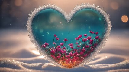 Fototapeta premium Heart shape for Love concept, Valentine's Day concepts. love symbol, concept for Valentine's Day, wedding etc. Heart elements for love concept design. AI generated image