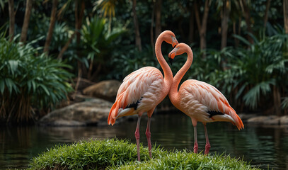 Fototapeta premium flamingos with new look and style 