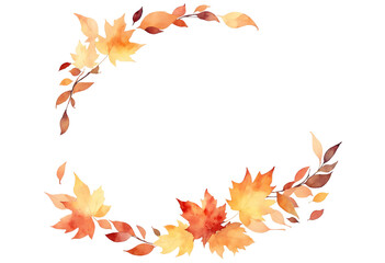 Fototapeta premium Autumn Leaves Wreath on a transparent background
