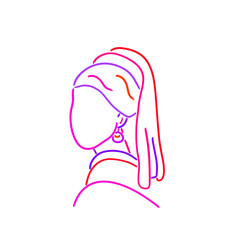 Girl with pearl earrings neon