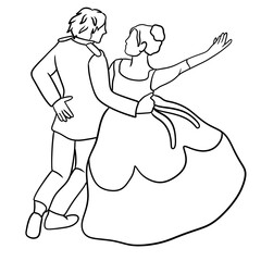 Regency era couple dancing silhouette