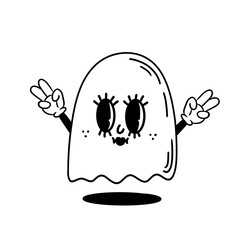 Cute retro cartoon ghost