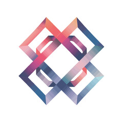 Obraz premium Abstract intersecting diamonds icon flat on white isolated background, vector design.