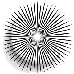 Obraz premium Abstract radial lines icon flat on white isolated background, vector design.
