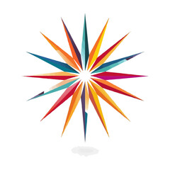 Abstract starburst icon flat on white isolated background, vector design.
