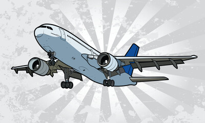 Vector graphic of a  wide-body aircraft