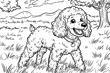 Cute coloring page featuring a playful dog for kids creativity.