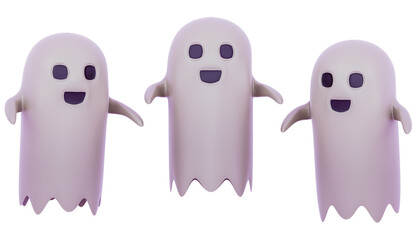 3d illustration Halloween Ghost, transparent background 3d rendering