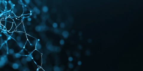 An abstract digital network illustration showing interconnected nodes and lines, forming a complex neural pattern, representing technology, connectivity, and modern communication.