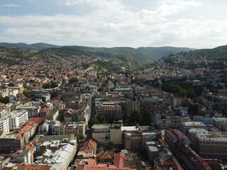 Drone aerial shot of Bosnia, Sarajevo, Mostar, Stari Most Bridge