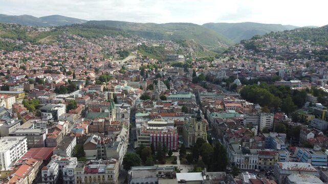 Drone aerial shot of Bosnia, Sarajevo, mostar
