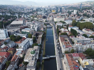 Drone aerial shot of Bosnia, Sarajevo, mostar