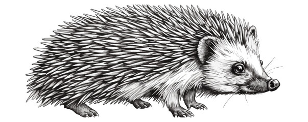 Obraz premium hedgehog Engraving style. Simple pencil drawing vector