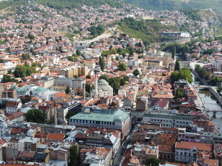 Fototapeta premium Drone aerial shot of Bosnia, Sarajevo, mostar