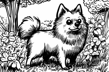 Obraz premium Cute coloring page featuring a playful dog for kids creativity.