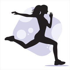 Vector silhouettes of Women running pose