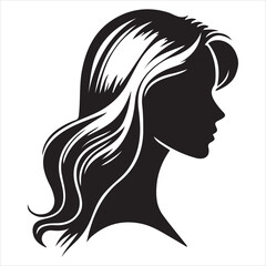 Woman heads in profile. Beautiful female faces profiles, black silhouette outline avatars, anonymous portraits with hairstyle vector set
