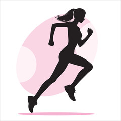 Vector silhouettes of Women running pose