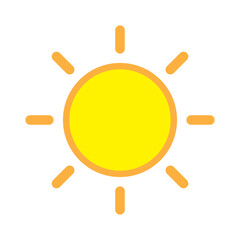 Sun icon in flat style, simple yellow sun.