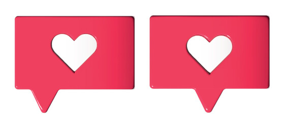 speech bubbles with a heart, like button 