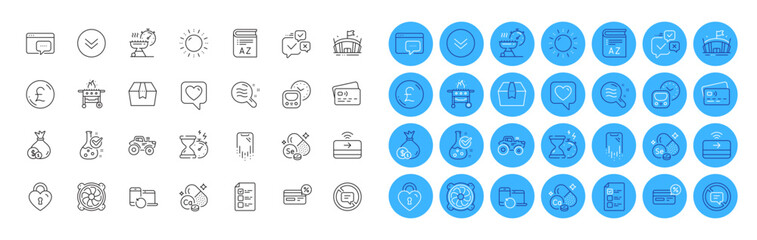 Fototapeta premium Hourglass timer, Vocabulary and Cash line icons pack. Calcium mineral, Metro, Smartphone recovery web icon. Pound money, Card, Computer fan pictogram. Stop talking, Contactless payment. Vector