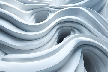 Obraz premium Fluid Dynamics in White: A Captivating Abstract Wave Pattern