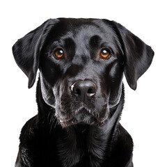 Fototapeta premium Close-up of a black labrador retriever, isolated on transparent background
