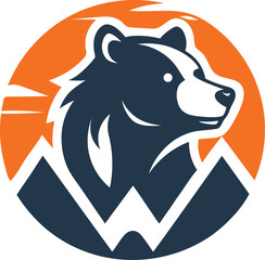 Stylized Bear and Mountain Logo Design