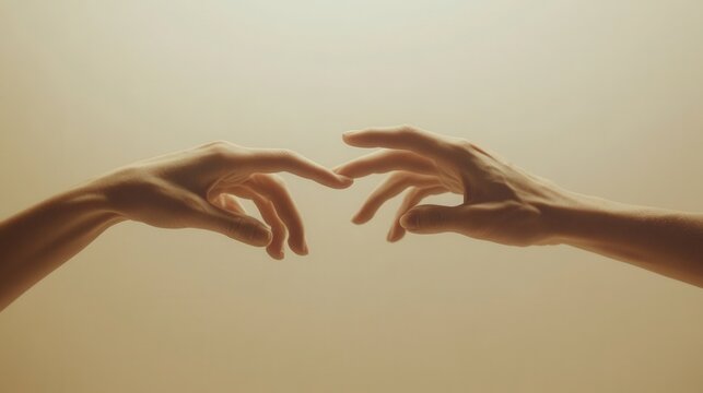 two hands reaching out towards each other, symbolizing connection, empathy, and psychological support. 