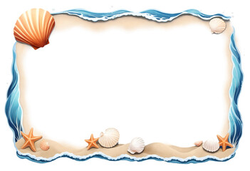 Seaside Frame with Shells on a transparent background