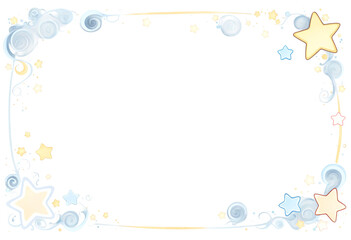 Blue Swirl Frame with Stars on transparent background