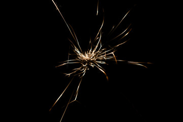 sparks from the grinder glowing in the dark