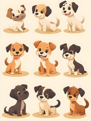 Fototapeta premium A collection of cute puppy breeds in various poses.