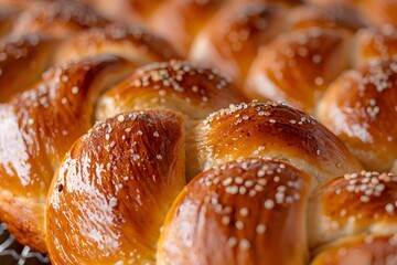 Golden Braided Bread with a Glossy Finish and Sea Salt Topping