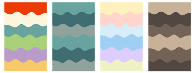Set of backgrounds. Striped wavy pattern. Vector illustration
