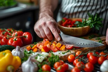 Fresh Ingredients and Culinary Creativity: A Chef's Preparation Scene