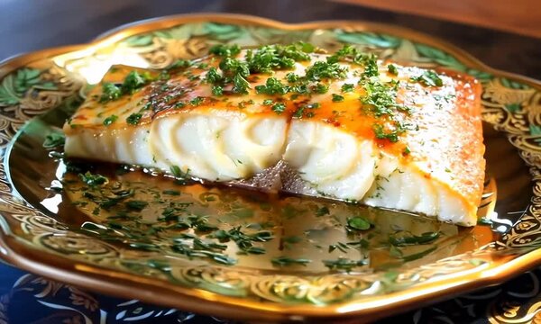 Baked halibut with pesto crust, Video