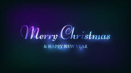 Fototapeta premium Merry Christmas and Happy New Year neon background