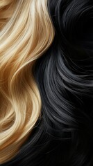 Naklejka premium Blonde and black hair strands, abstract texture. Beauty and fashion concept