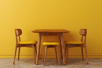 Cozy Yellow Dining Set Against a Bright Wall