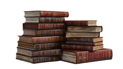 A diverse collection of old books arranged into one pile and in one place, transparent, with books over 300 years old covering the Renaissance period.