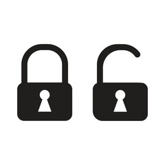 Lock icon. Open and Closed Lock Symbol. Vector illustration