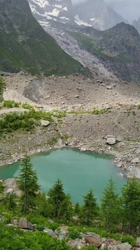 Miage lake in Zal Valley, Aosta Valley, Italian Alps
