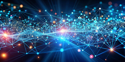 Abstract Digital Background Featuring Data Particles in a Technological Environment, Each Particle Symbolizing Distinct Information in a Complex System