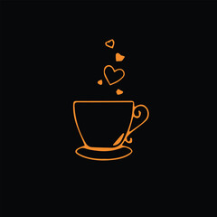 cup of coffee with heart, Premium coffee shop logo Cafe mug icon, Coffee cup and Tea cup icon set.Illustration eps